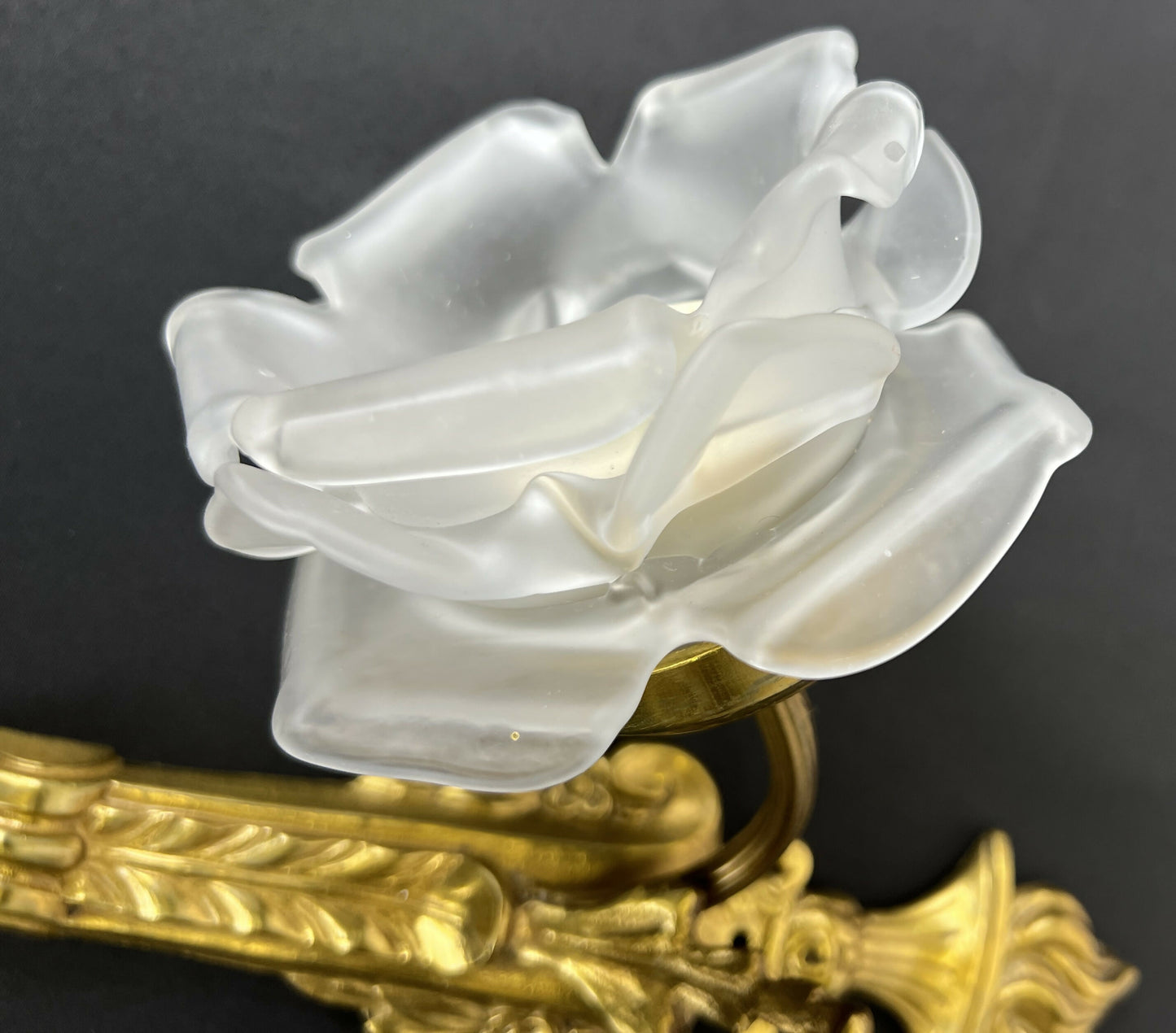 Pair of Wall Lights Vintage French Ornate Double Arm Glass Sconces LOT 6477