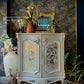 Hand-Painted French Style Distressed Cabinet | Luxury Drinks & Storage Cabinet