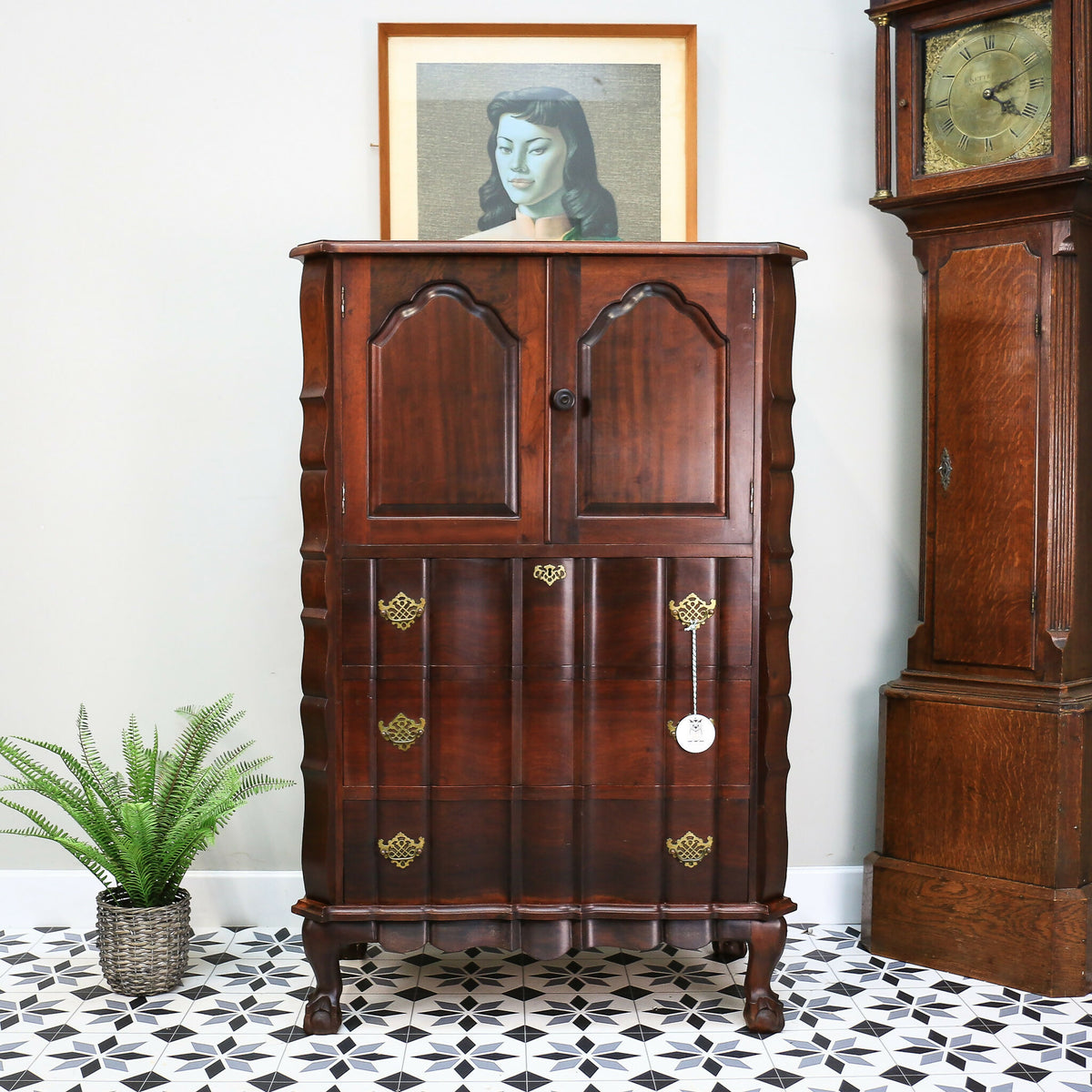 Rare Dutch Colonial Tall Boy Drinks Cabinet Media South African Stink Wood