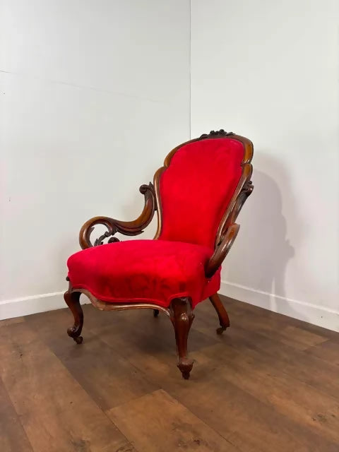 Victorian Mahogany Show Frame Easy Armchair