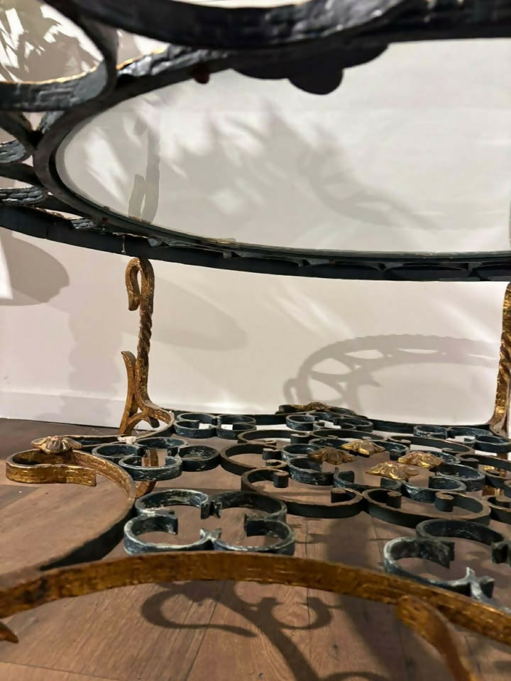 Ornate Reproduction Glass Topped Gilt Metal Framed Centre Table