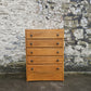 Vintage Oak Tallboy Chest of Drawers: Antique Cabinet with Detailing Five Drawer