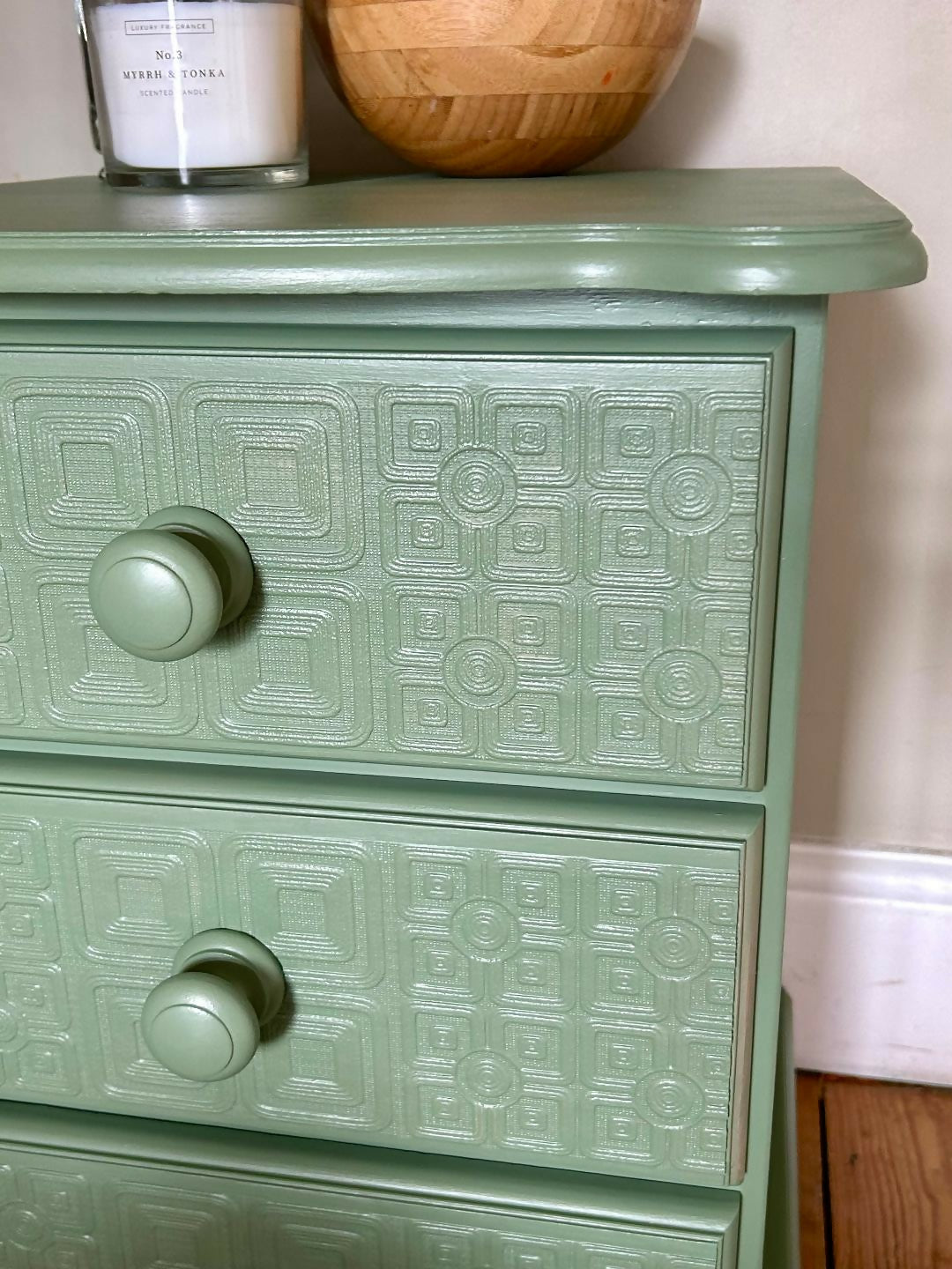Textured Bedside Table - Green