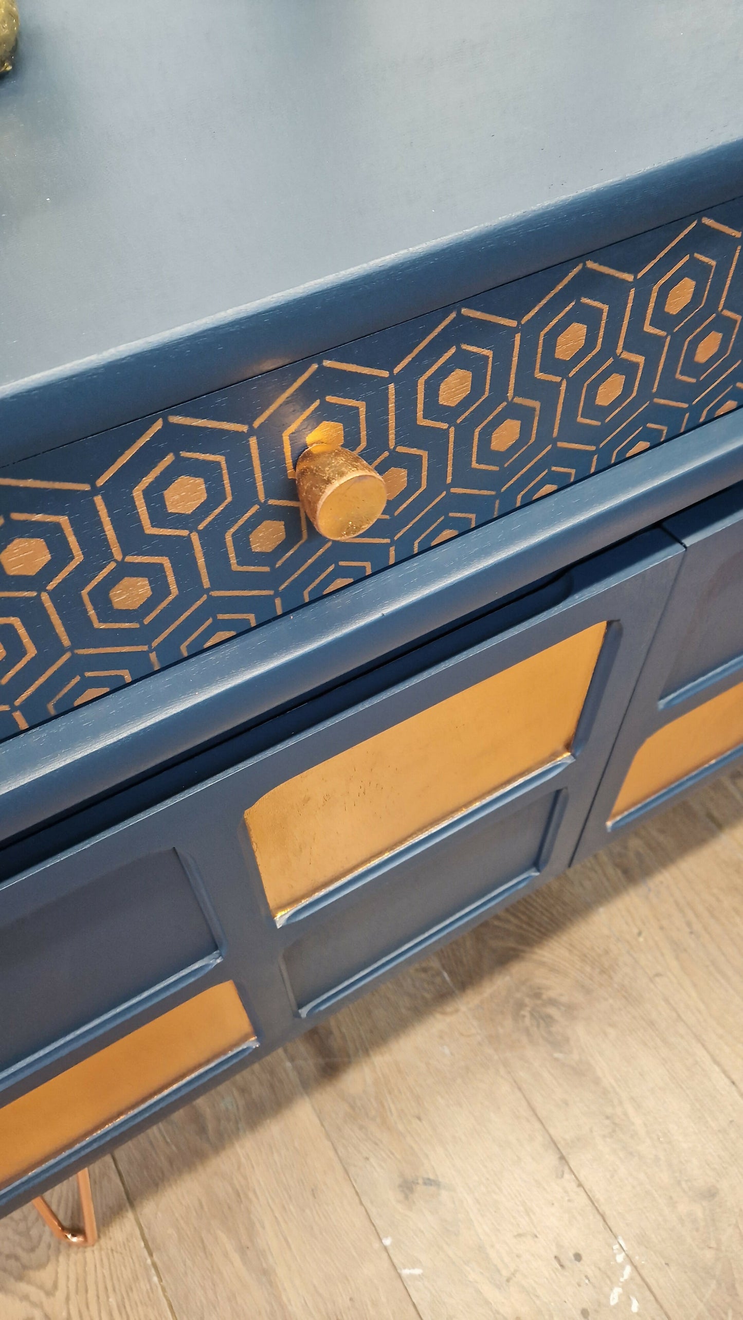 Blue Nathan sideboard, cocktail cabinet