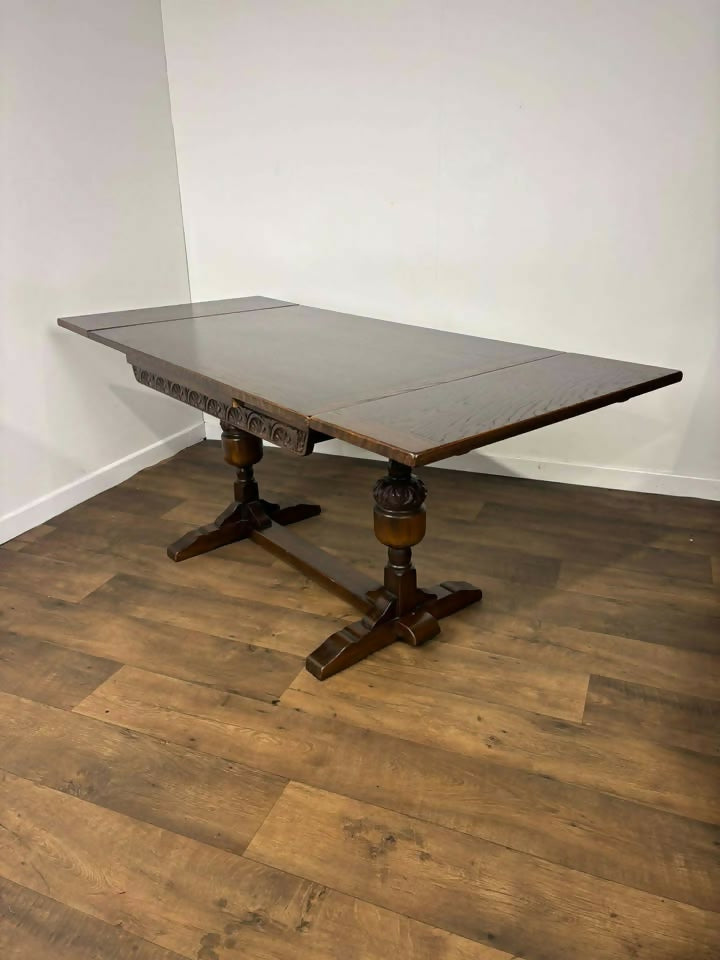 Vintage Priory Oak Refectory Style Draw Leaf Dining Table