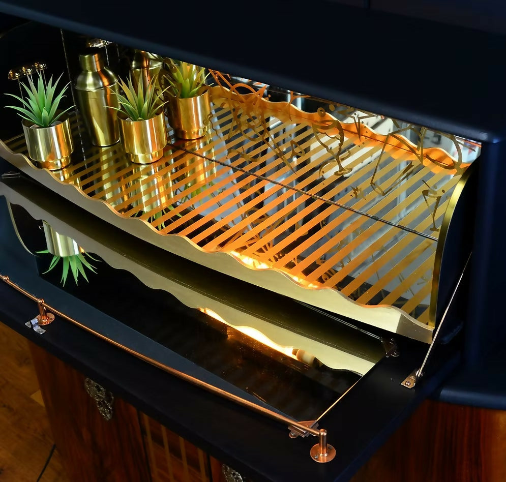 "Chrysler" 1960's Drinks Cabinet, Cocktail Bar, Art Deco Design.