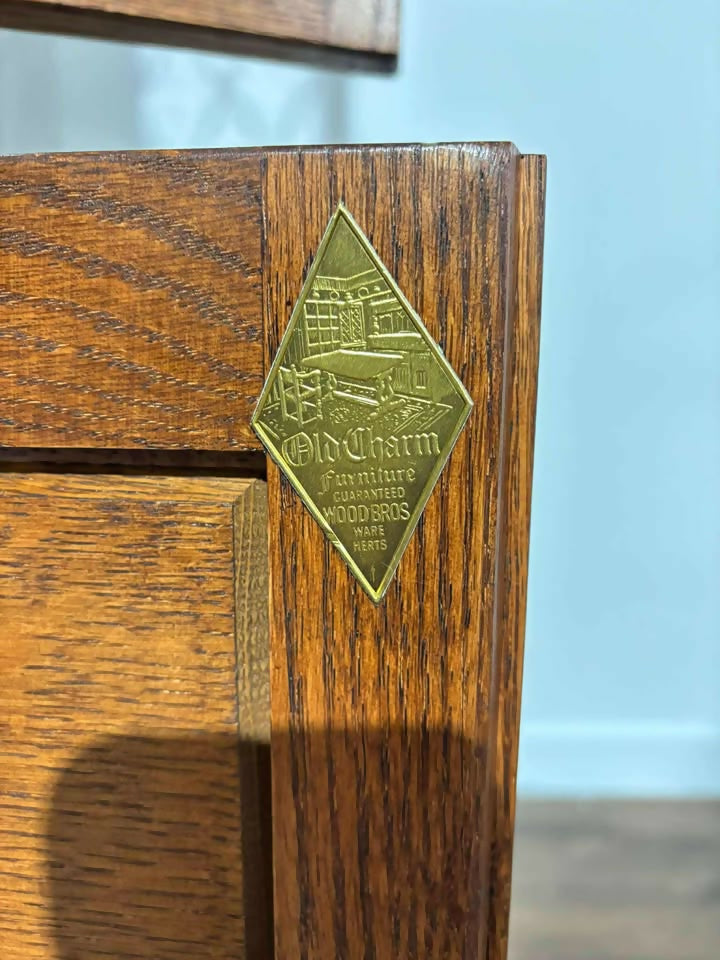 Old Charm Priory Style Corner Cupboard with Leaded Glass Doors