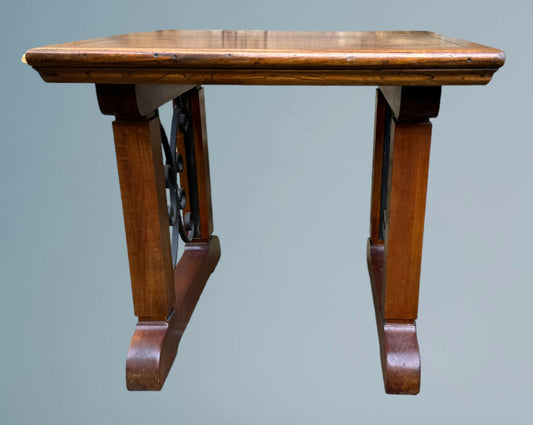 Hardwood and Wrought Iron Coffee Table