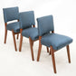 3 Retro Teak Chairs Blue/Teal Upholstery Scandinavian Style FREE UK Delivery. SBR8497/2710C