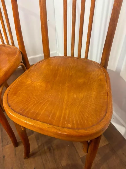 Set of Three Bentwood Spindle Back Dining Chairs
