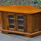 A WOOD BROTHERS OLD CHARM CARVED LIGHT OAK CORNER TV CABINET / MEDIA STAND / UNIT