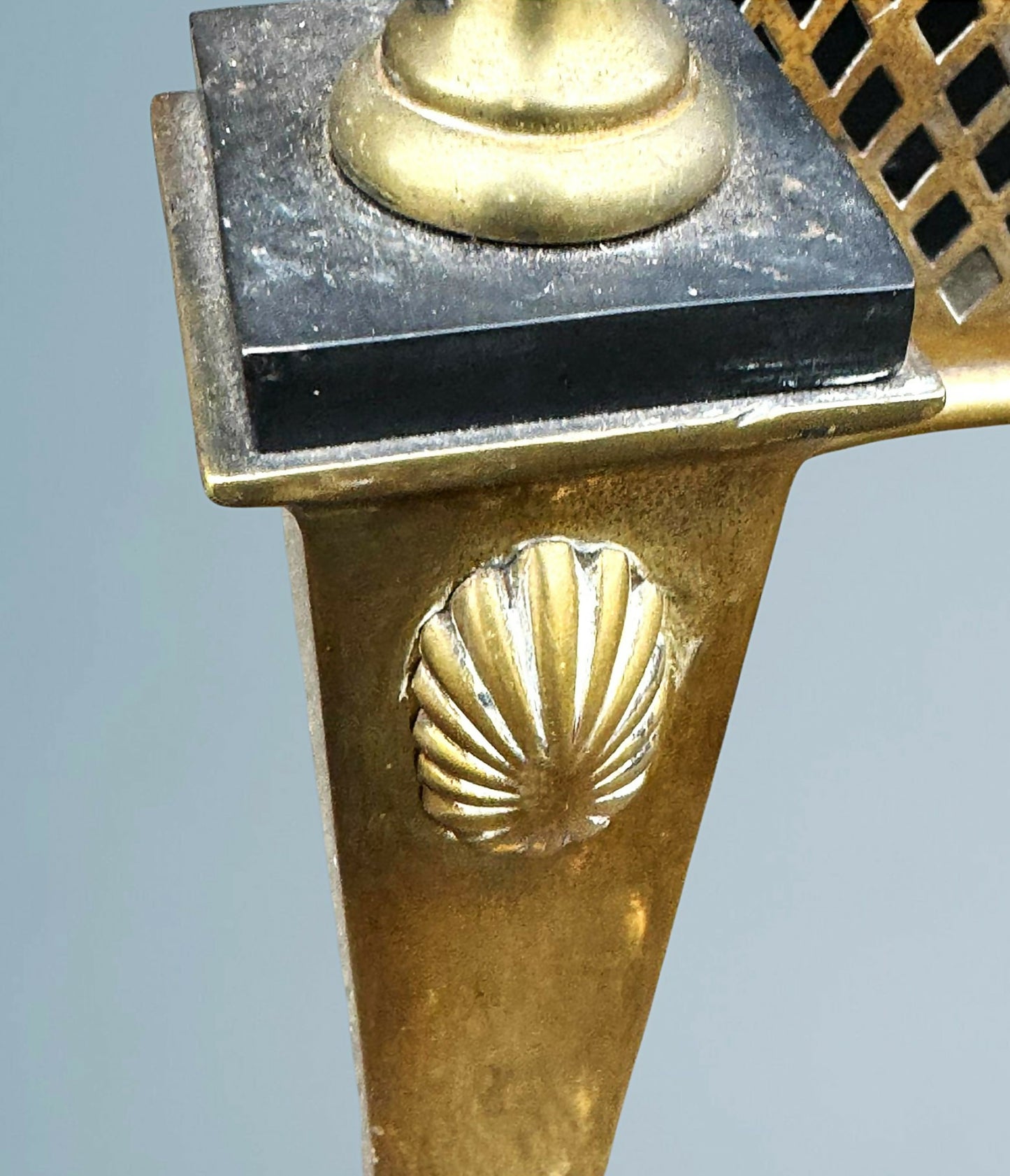 George III Style Wrought Iron and Brass Fire Basket