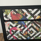 Solid Oak Vintage Sideboard Upcycled Painted Black. Animal Bird Geometric Print