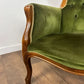 Reproduction Mahogany Green Velvet Upholstered Armchair – Furnishings Italia