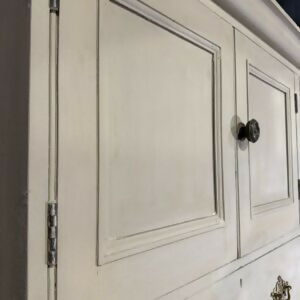 Antique Large Victorian Estate Housekeeper Painted Pine Sliding Door Drawers Cupboard, c.1870