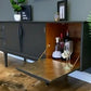 Jentique teak sideboard in dark grey and gold leaf