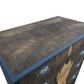 Vintage art deco navy blue walnut burr wood chest of drawers tallboy