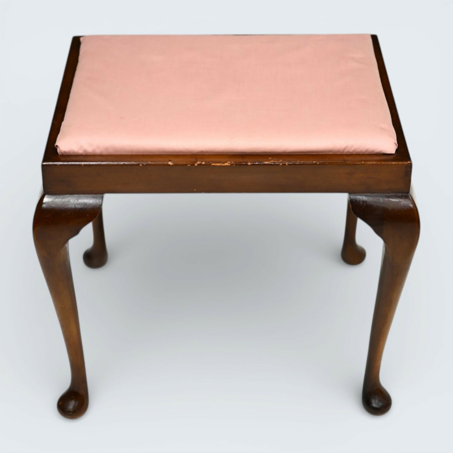 Vintage Dressing Table Stool Queen Anne Style Mahogany Pink FREE UK Delivery