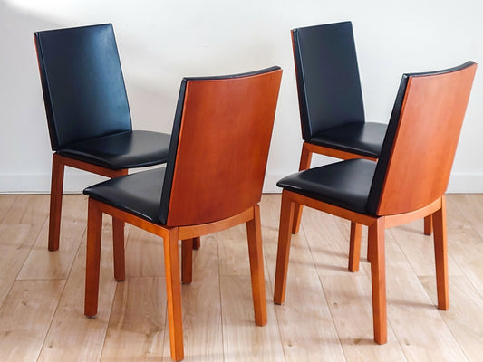 Per Hansbaek For Skovby Sm51 Danish Cherry Wood And Leather Dining Chairs