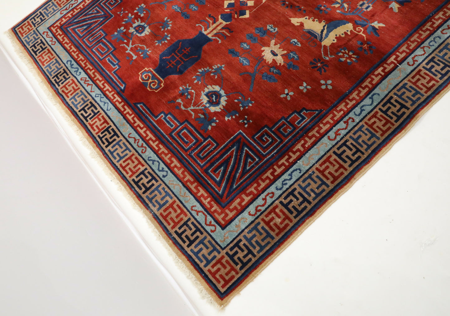 Antique Handmade Chinese Khotan Rug/Carpet Geometric Design FREE UK Delivery. SBR7123/2704B