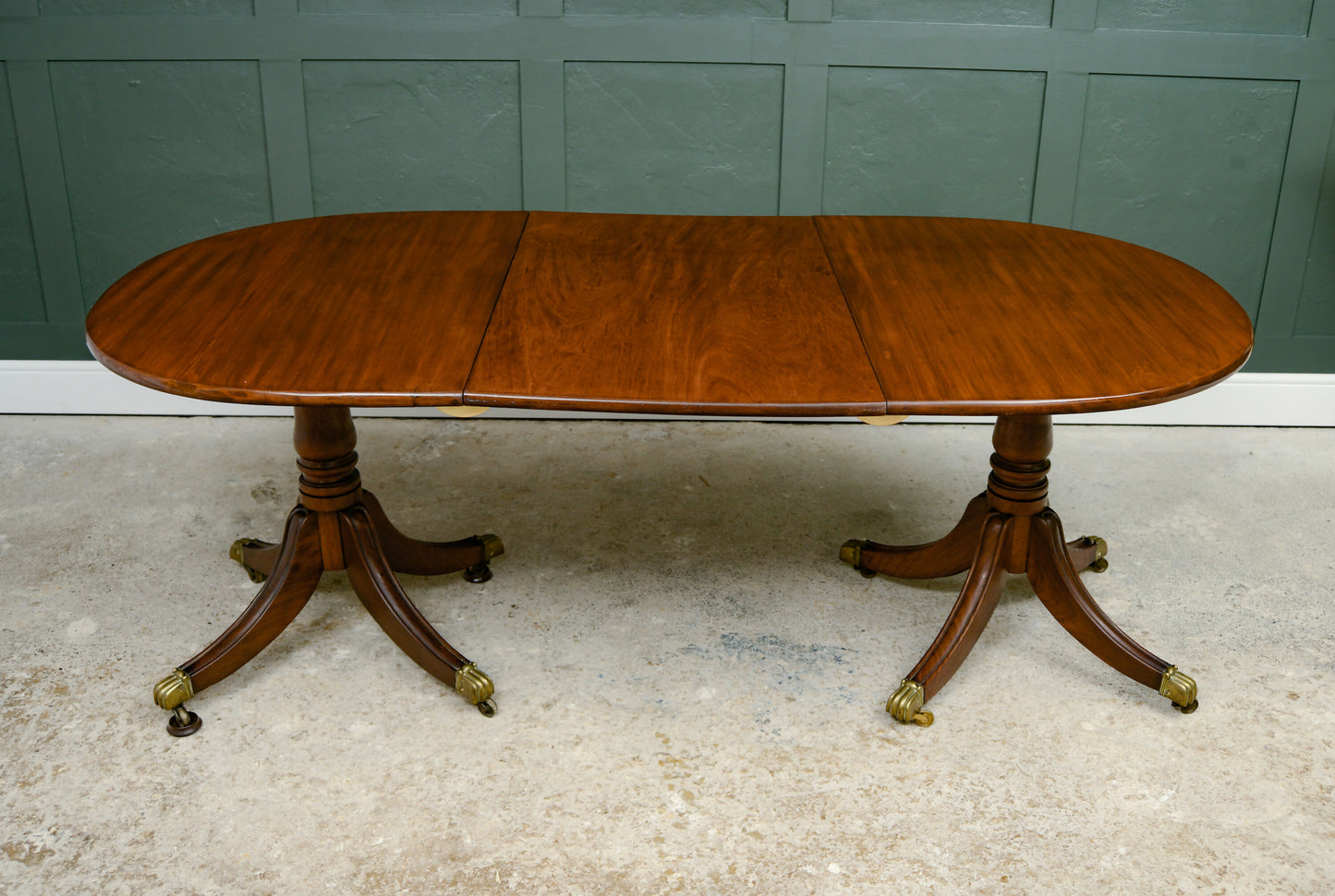 Regency Solid Mahogany Extending Dining Table with Leaf - Twin Pedestal - 194 cm