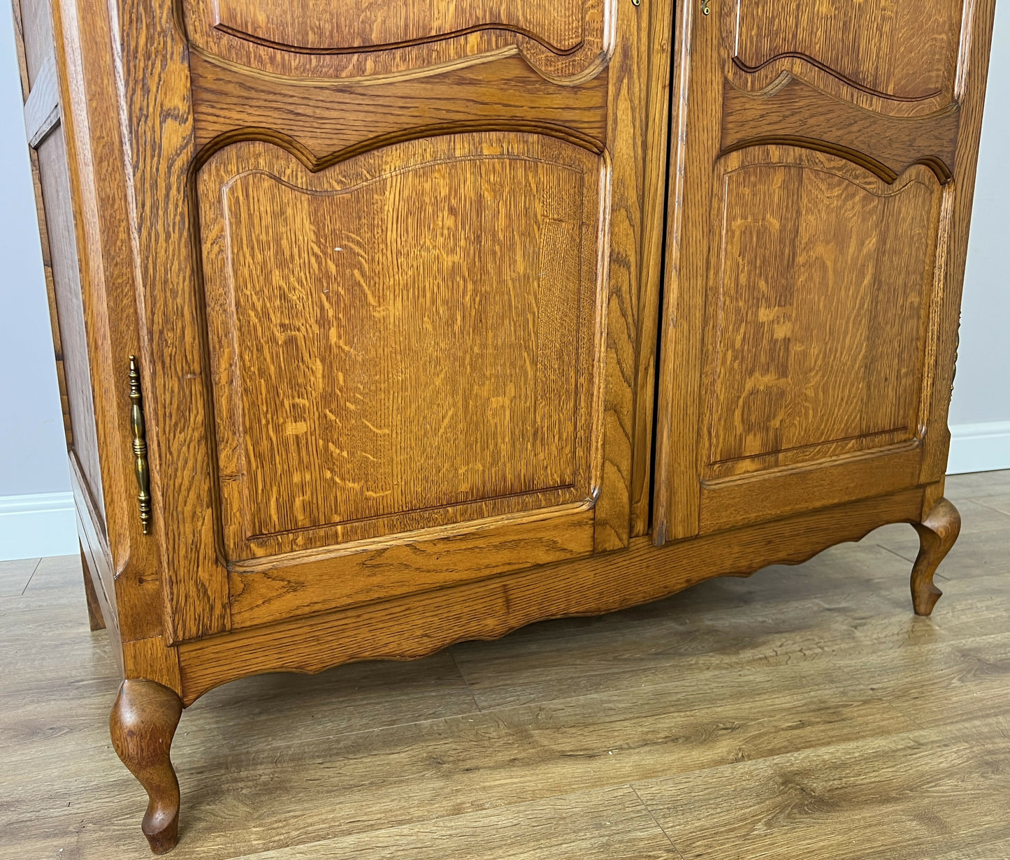 Wardrobe Vintage French Louis XVI Style Oak Two Door Carved Armoire LOT 6493