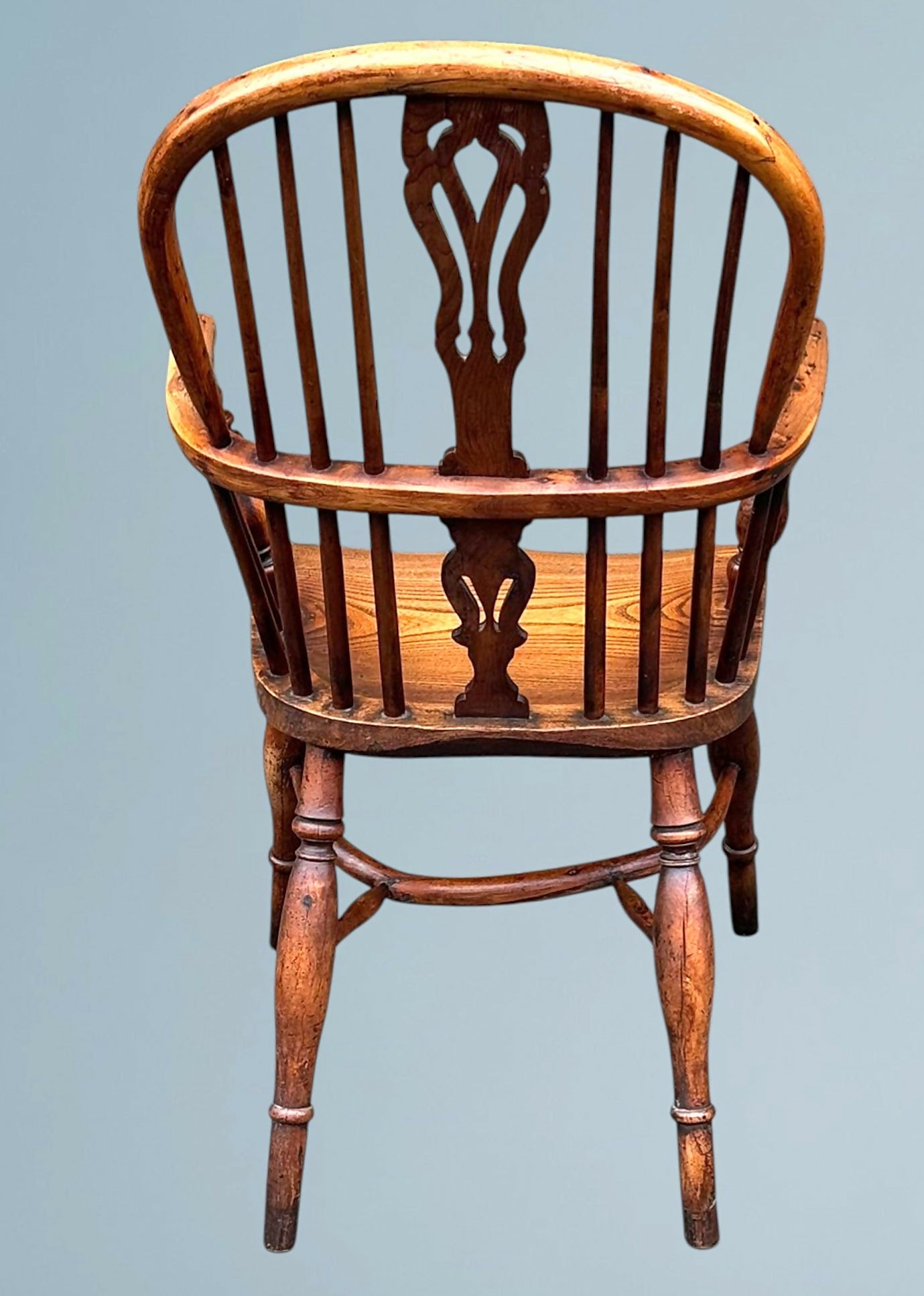 19th Century High Back Yew Wood Windsor Armchair