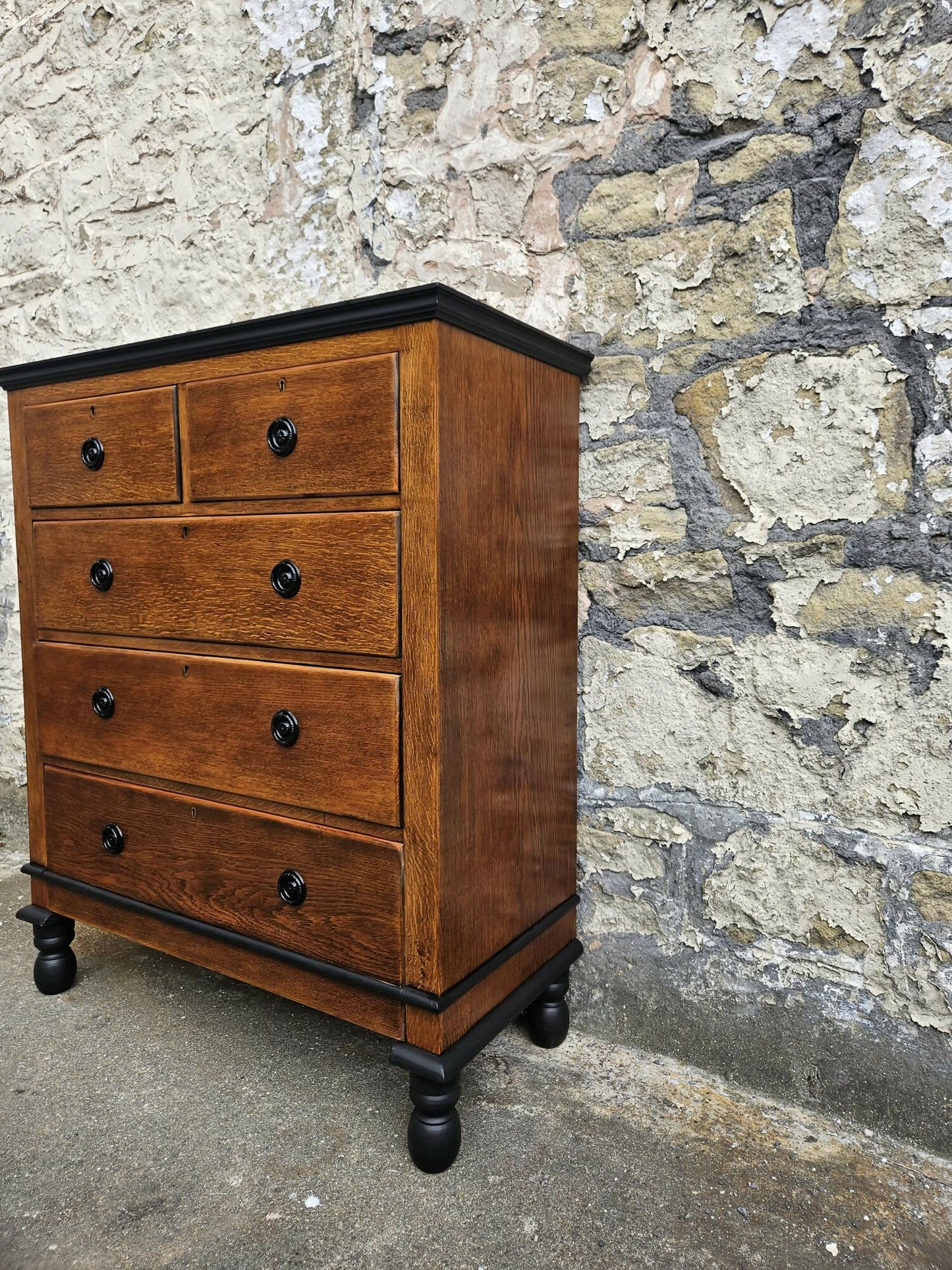 Vintage Oak Chest Of Drawers Five Drawer Lovely Detailing Super Proportions