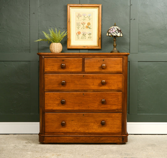 Large Victorian Mahogany Chest of Drawers - 2 Over 3