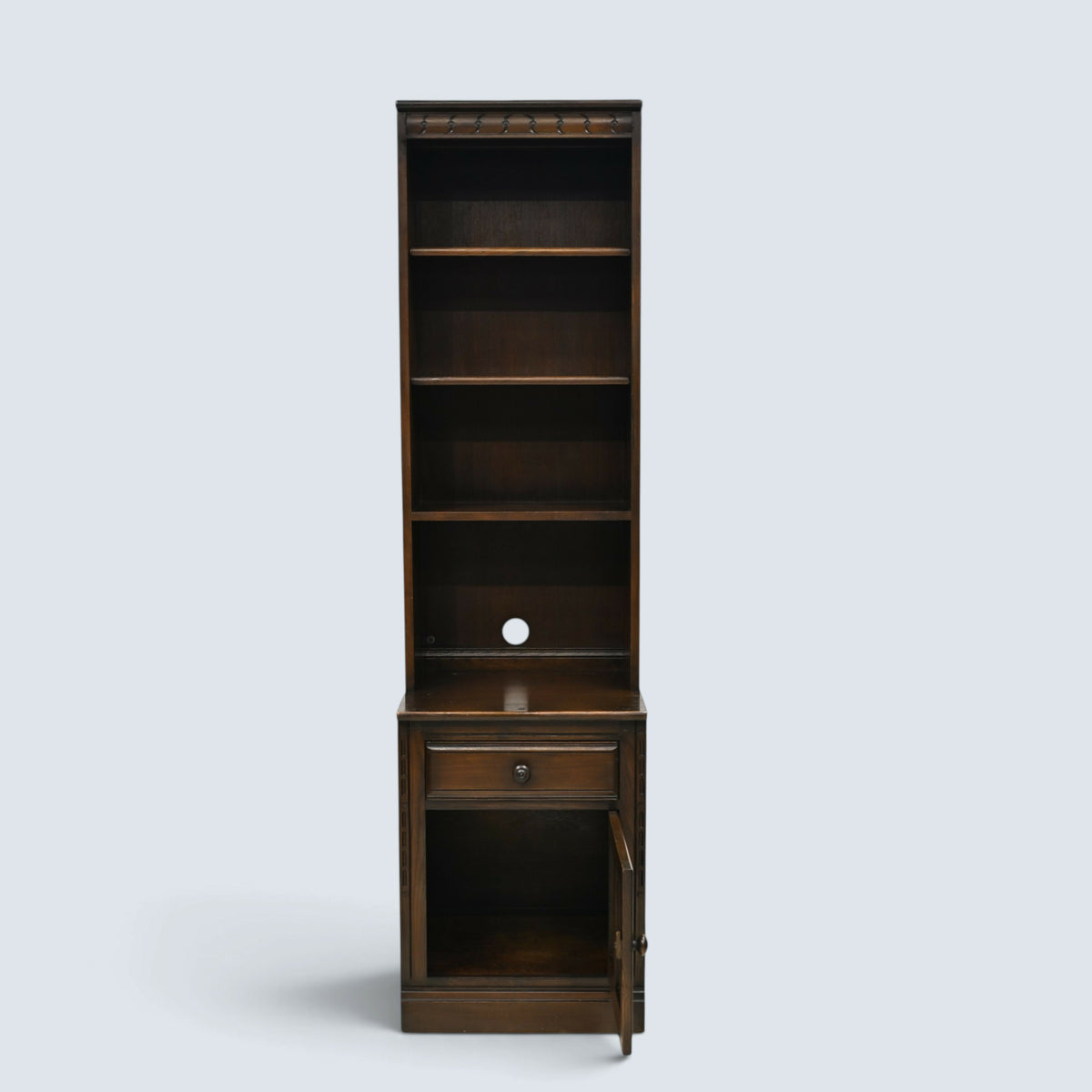 Narrow Ercol Bookcase Wall Unit With Shelves & Cupboard Dark FREE UK Delivery*