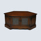 Old Charm TV Stand Linenfold Leaded Glass Doors Tudor Brown FREE UK Delivery