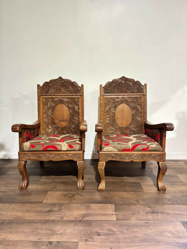 Kashmir Decoratively Carved Armchairs7y