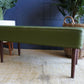 Mid Century Modern Olive Green Vinyl Bench Stool With Tapered Legs