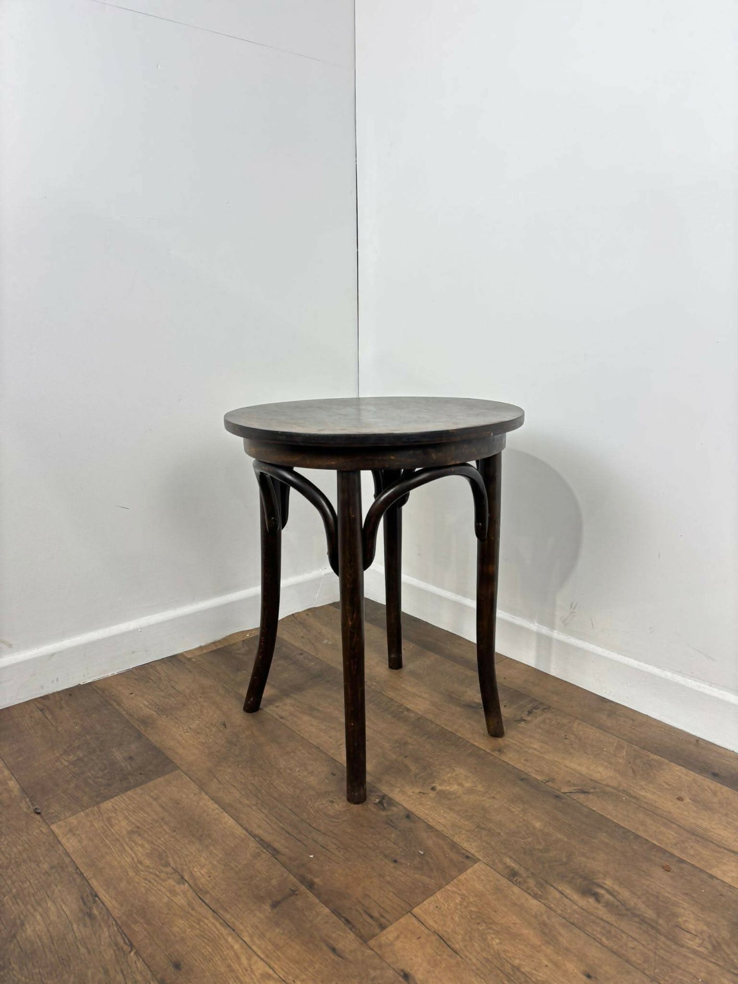 Vintage Small Circular Oak Bentwood Side Table