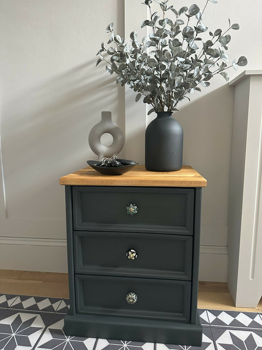 Hand Painted Solid Wood Chest of Drawers / Side Table or Bedside Table with Storage - Elegant Furniture for Any Room