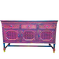 Boho Statement Cabinet. Hand Painted Vintage Sideboard. Colourful One of a Kind Furniture.