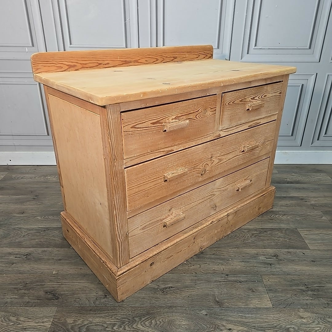 Vintage Chest of Drawers – Solid Pine - Rustic Farmhouse 4 Drawer Storage