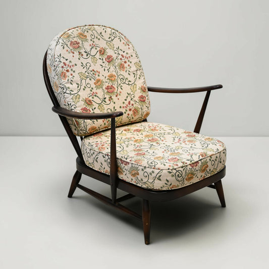 Ercol Fleur-De-Lyes Easy Chair New Webbing Traditional Dark FREE UK Delivery*