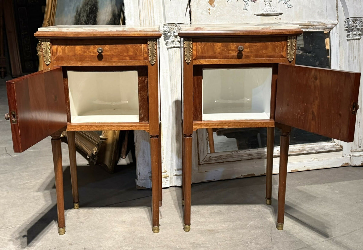 Lovely Pair French Bedside Cabinets