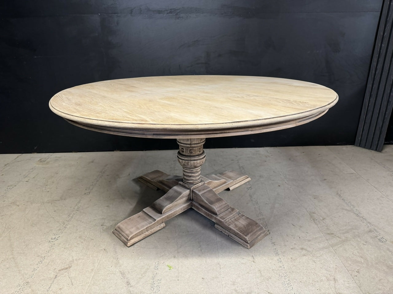 Large Round Oak Farmhouse Dining Table