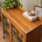 Solid Oak bookcase display cabinet slimline adjustable shelves