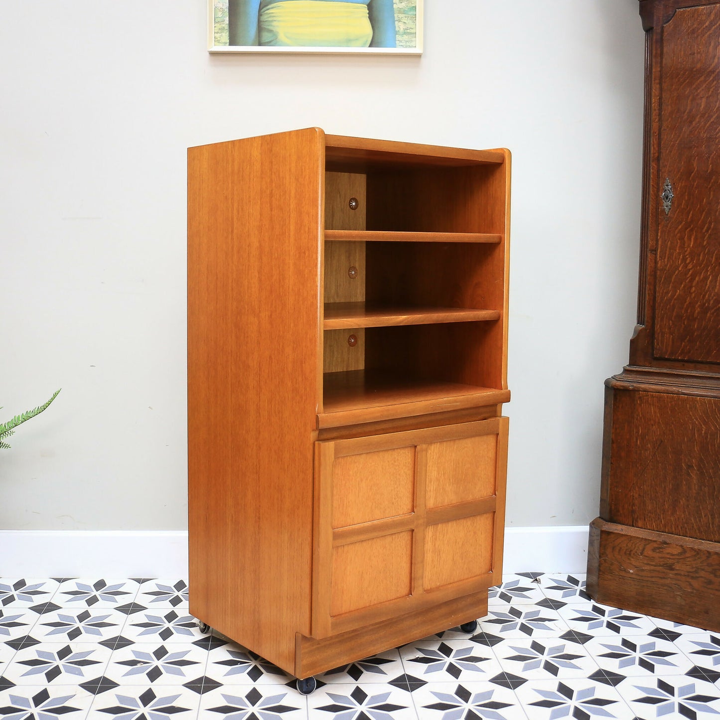 Nathan Hi Fi Media Vinyl Cabinet in Teak Mid Century