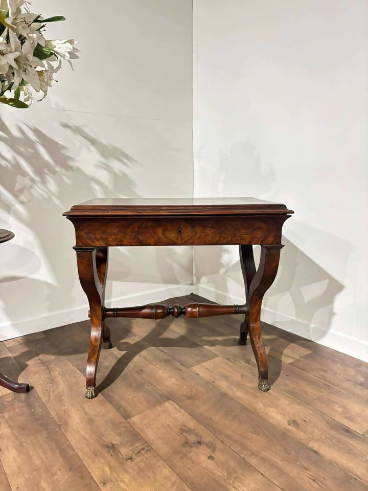 Antique Mahogany Writing Desk with Brass Claw Feet – Full of Character