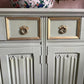 Sage Green Upcycled Sideboard, Gold Accents, Sustainable Decor