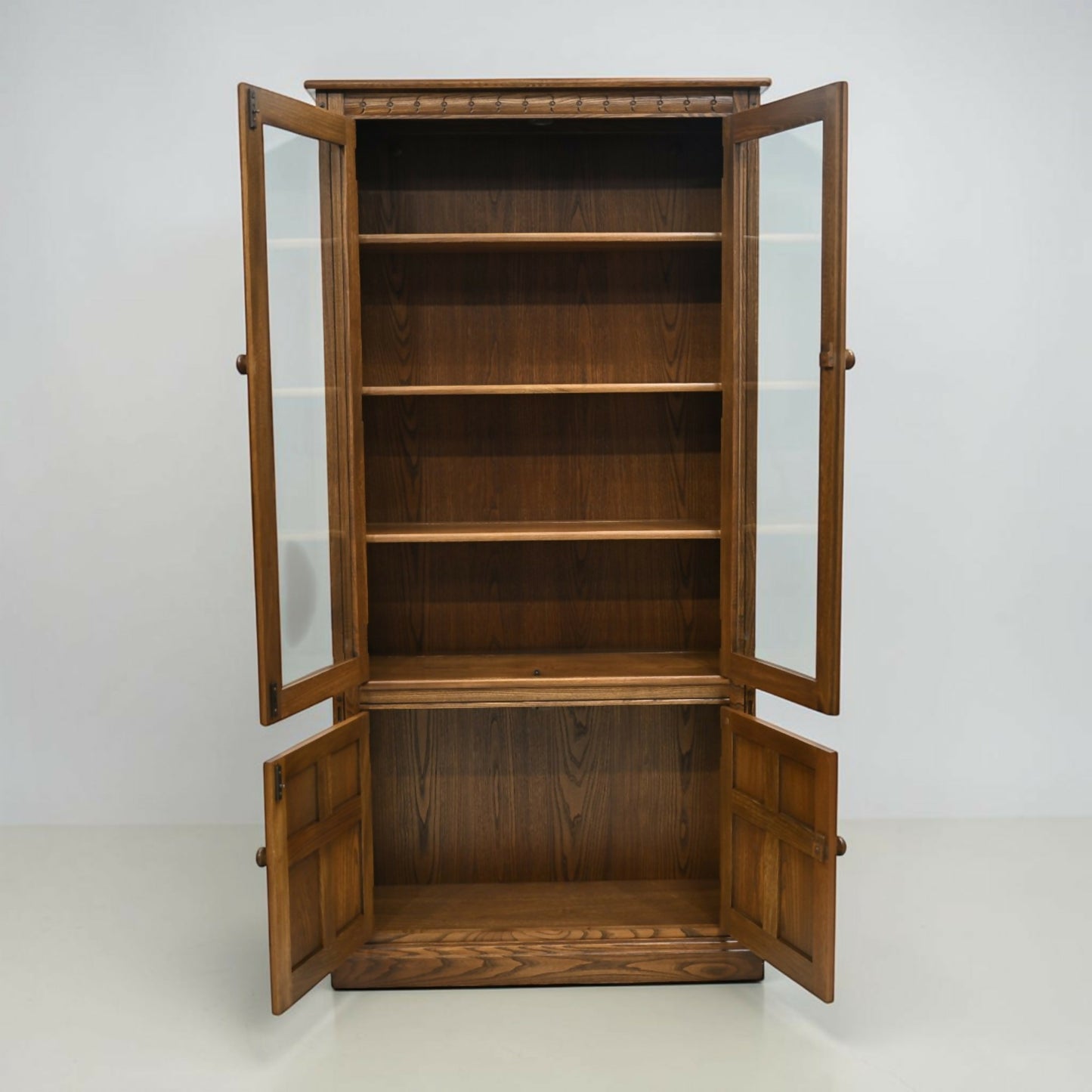 Ercol Wide Tall Display Bookcase Cupboards Golden Dawn Finish FREE UK Delivery*