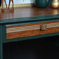 Mid Century Desk, Vintage Stag Desk, Dark Green and Gold Desk with Drawers.