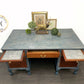 Blue Antique Claw and Ball Double Pedestal Office Desk By Cooke’s Ltd