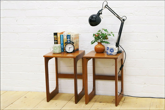Vintage Bedside Table Set Of 2 Pair McIntosh Teak Mid Century Danish Design