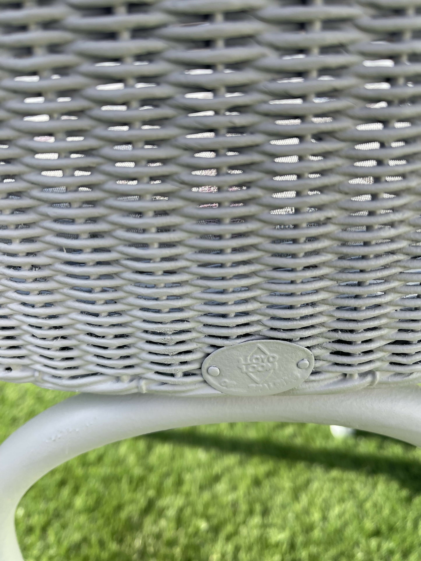 Lloyd loom early 21st century dining or accent chair. Off white with choice of fabric