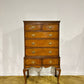 Vintage burr walnut veneered chest on stand